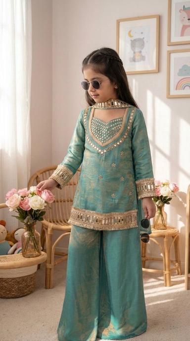 Kids Ethnic Wear Fendy Silk Blue Kids fashion wholesale market